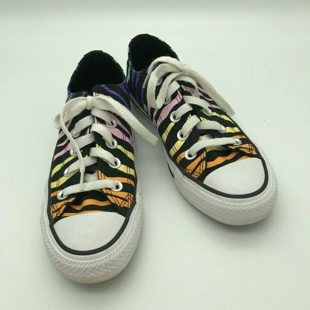 Converse Chuck Taylor All Star Rainbow Zebra OX Low Top Sneakers Women's Size 5